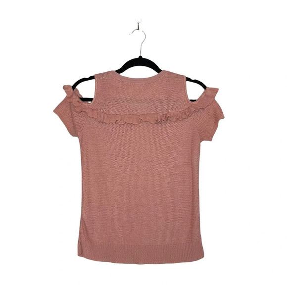Maurices Light Pink Ruffle Cold Shoulder Knit Sweater Small Women’s - Picture 5 of 10